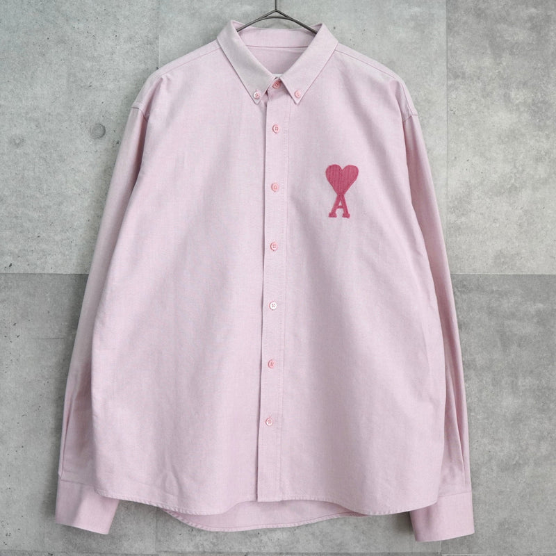 アミパリ アミ パリス ハートロゴ 長袖シャツ ピンク - NEWSED