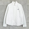 Fred Perry 白色徽标刺绣长袖衬衫