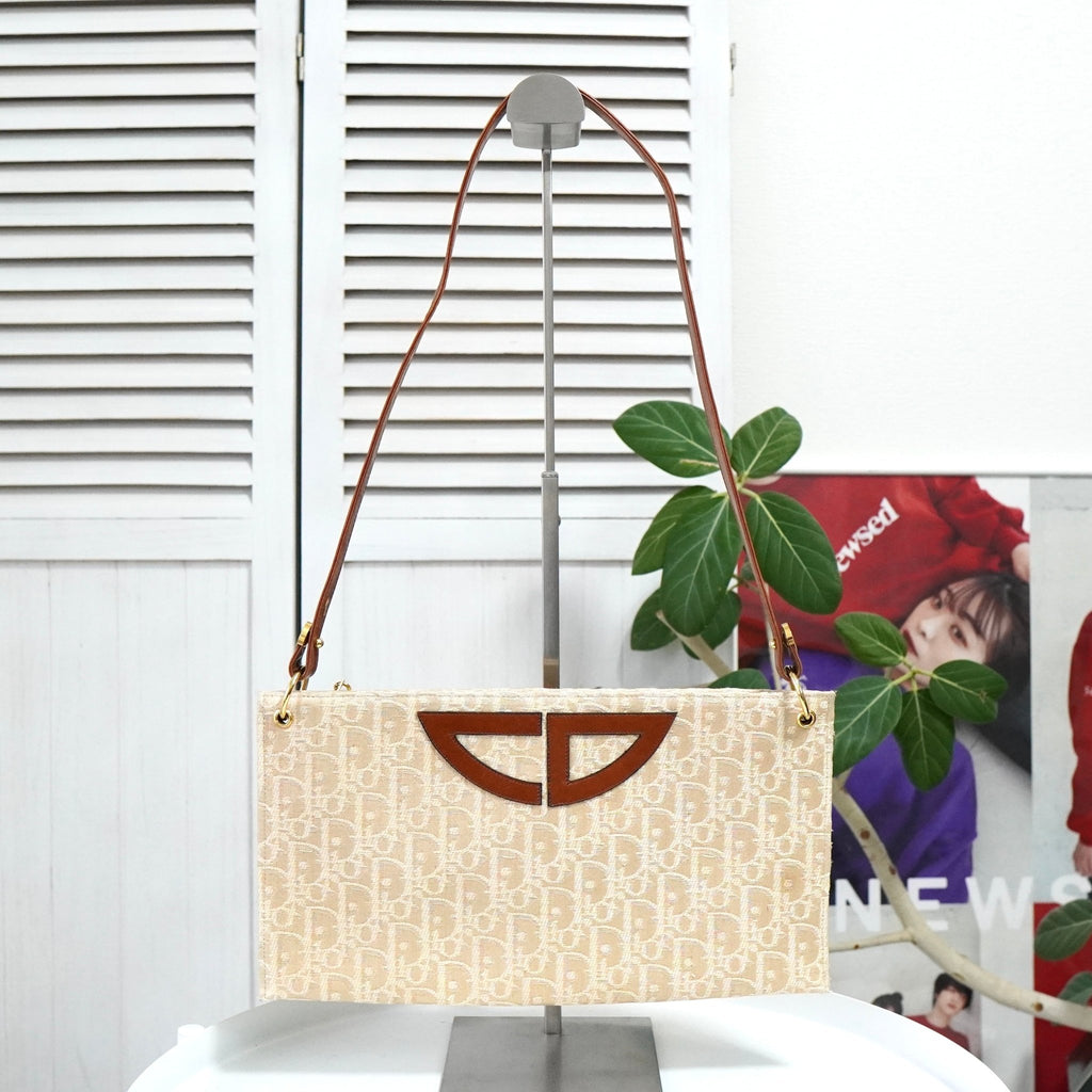 ディオール トロッター キャンバス / レザー セミショルダーバッグ ベージュ / ブラウン