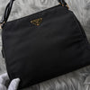Prada Tessuto 黑色尼龙和皮革手提包