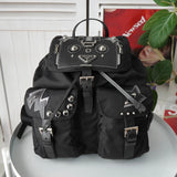 プラダ ポコノ テスート ナイロン サフィアーノレザー ロボット バックパック リュックサック ブラック ギャランティーカード付き - NEWSED