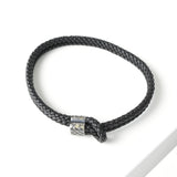 ボッテガ ヴェネタ イントレチャート レザー ブレスレット ブラック - NEWSED