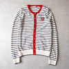 Lacoste Logo Patch Striped Cardigan in White for Women