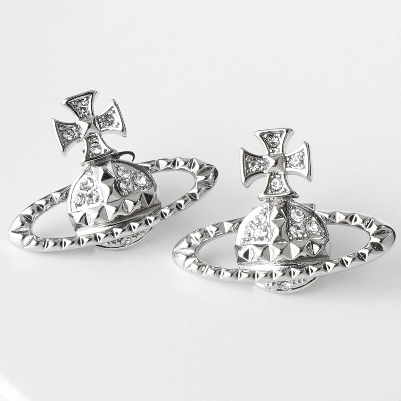 ヴィヴィアン ウエストウッド オーブ ラインストーン シルバー ピアス 箱付き - NEWSED