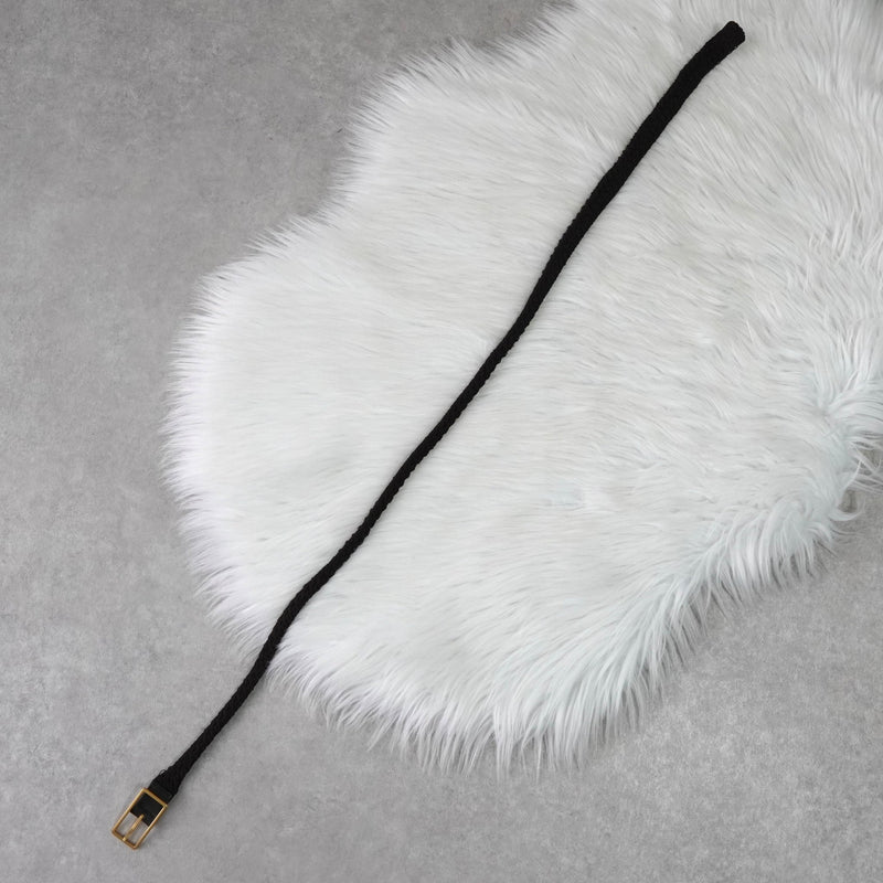 ボッテガ ヴェネタ 編み込み ナロー ベルト ゴールド / ダークブラウン - NEWSED