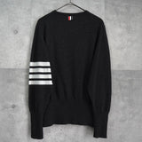 トム ブラウン ストライプ カシミア ニット ダークグレー - NEWSED