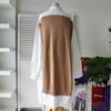 メゾンマルジェラ オーバーサイズ ドッキング ニット シャツワンピース ベージュ / ホワイト レディース