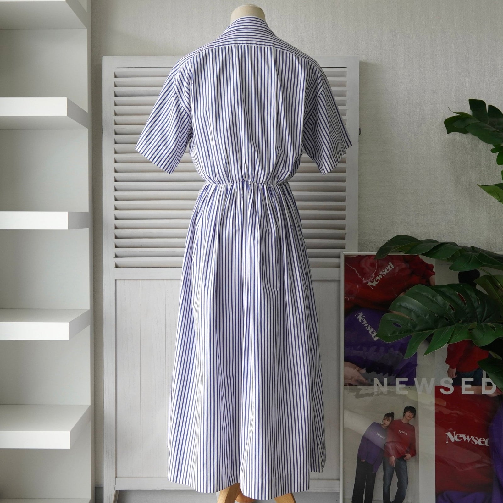 新品タグ付き/M】ポロラルフローレン 麻 シャツワンピース ストライプ
