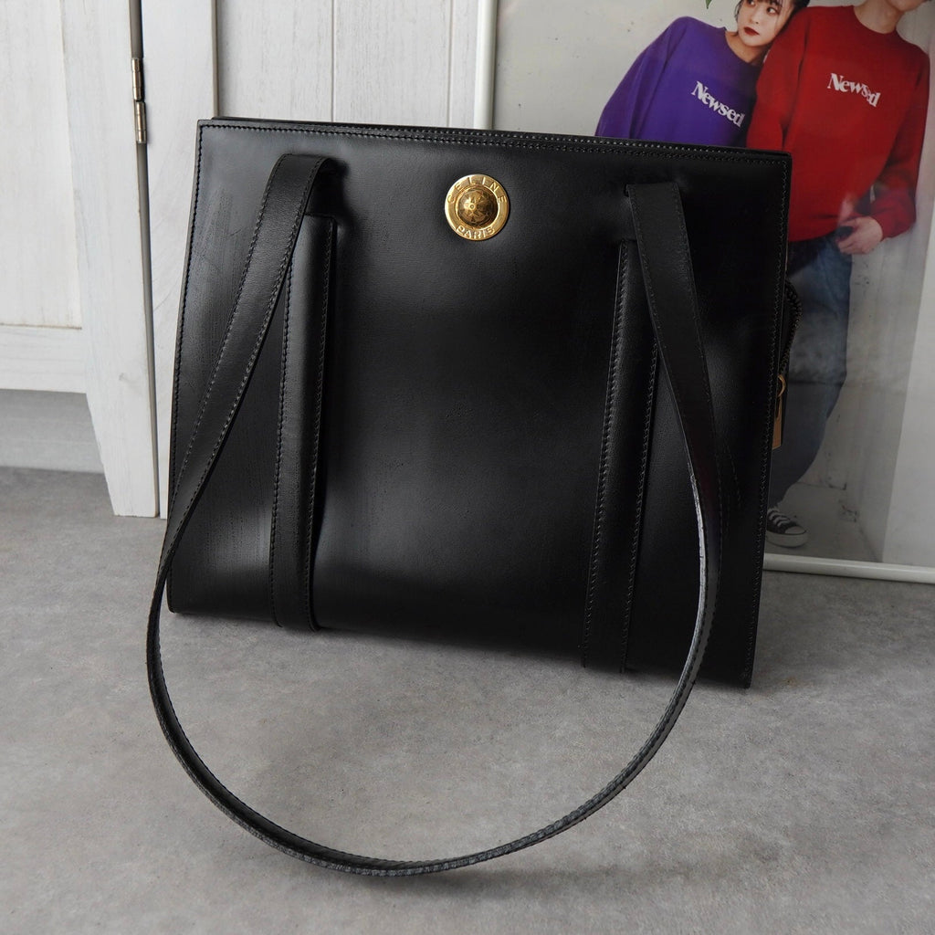 Celine Vintage Star Ball Calf Leather Shoulder Bag in Black