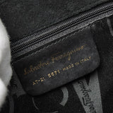 サルバトーレ フェラガモ ゴールド ガンチーニ スエード ミニ ハンドバッグ 自立型 ブラック - NEWSED