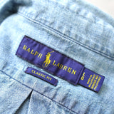 ラルフローレン ロゴ 刺繍 長袖シャツ デニムシャツ ブルー - NEWSED