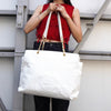 Chanel Coco Mark Caviar Leather Chain Shoulder Bag Tote Bag White