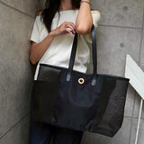 セリーヌ ヴィンテージ サークルロゴ ナイロン メッシュ トートバッグ ブラック - NEWSED