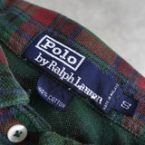 ポロ ラルフローレン ロゴ 刺繍 チェック柄 半袖ポロシャツ グリーン / レッド - NEWSED