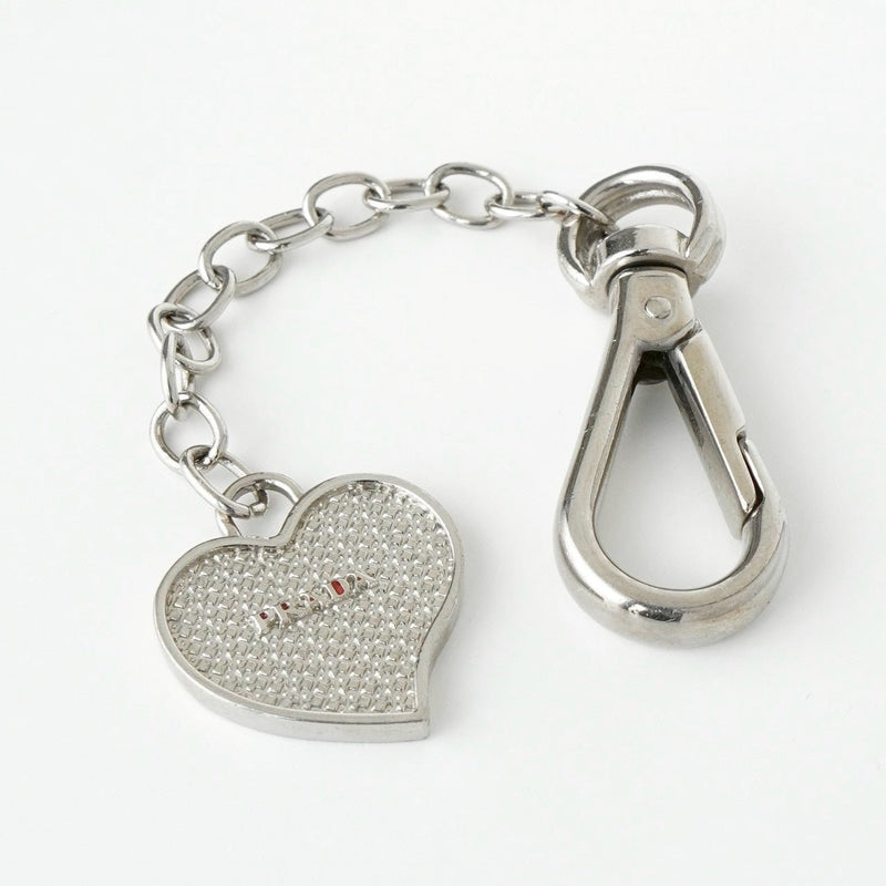 プラダ ロゴ ハート キーリング キーホルダー チャーム シルバー - NEWSED