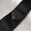 Prada Triangle Plaque Triangle Logo Narrow Tie Black