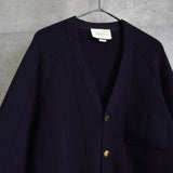 グッチ シェリーライン ウールブレンド ニット カーディガン 金ボタン ネイビー - NEWSED