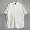 Fred Perry logo embroidered, mixed material short-sleeved shirt, ivory