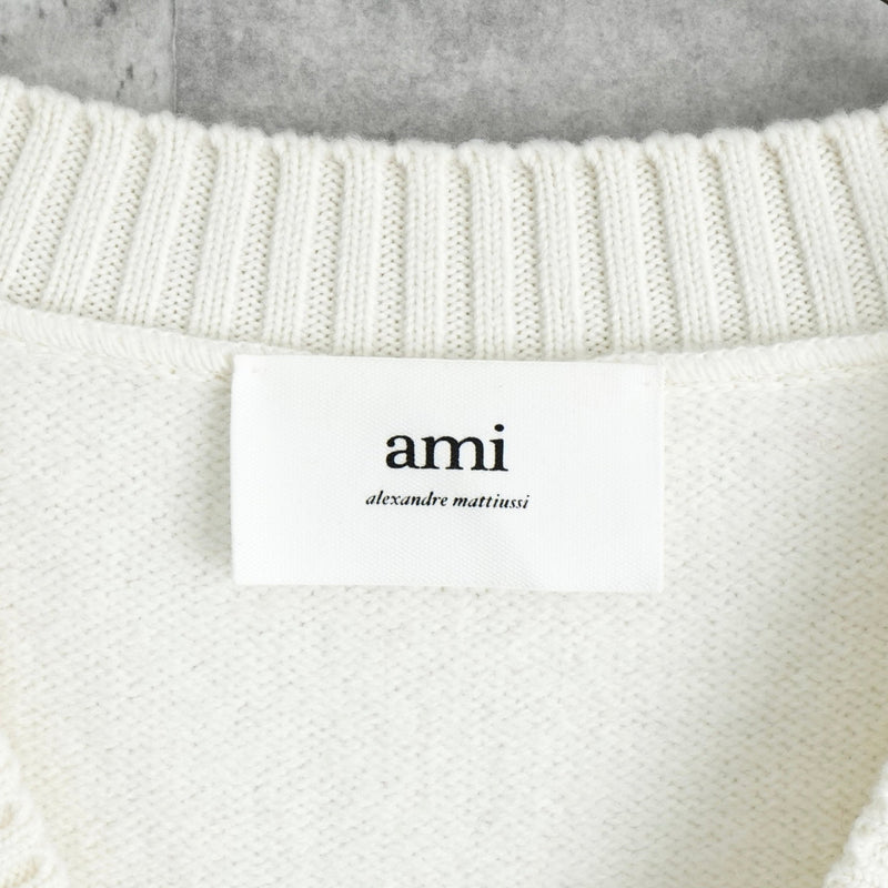 アミ パリ アミパリ ニットベスト ハートロゴ アイボリー タグ付き未