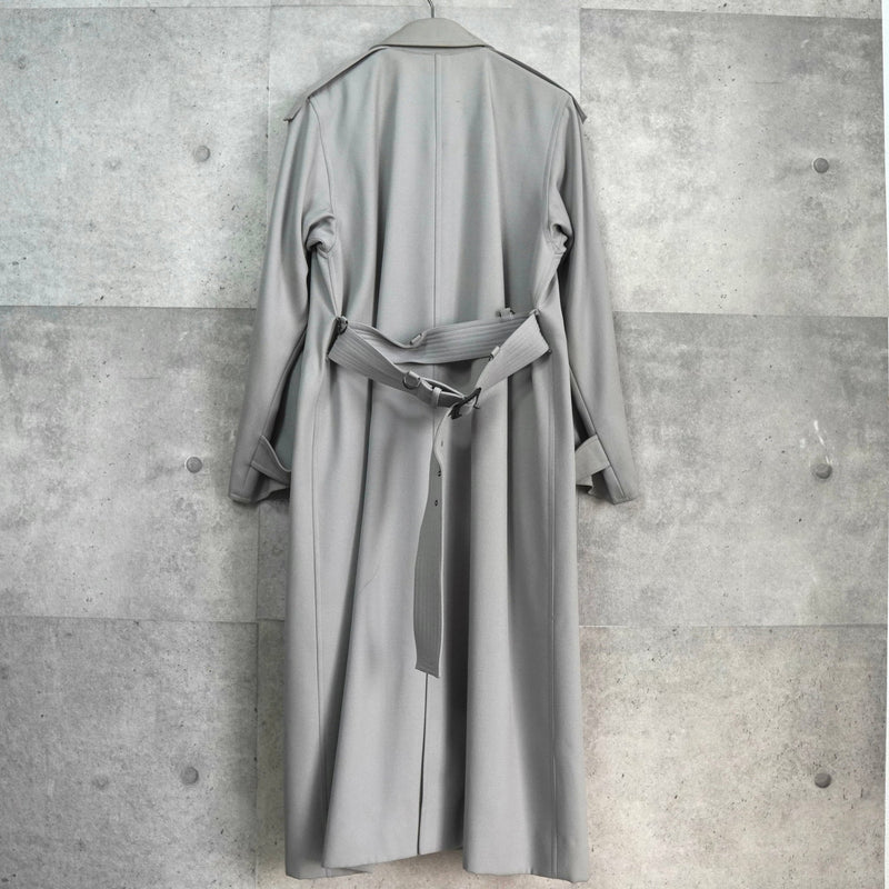 イヴ サンローラン ヴィンテージ ウール ロングコート ステンカラーコート レディース ライトグレー - NEWSED