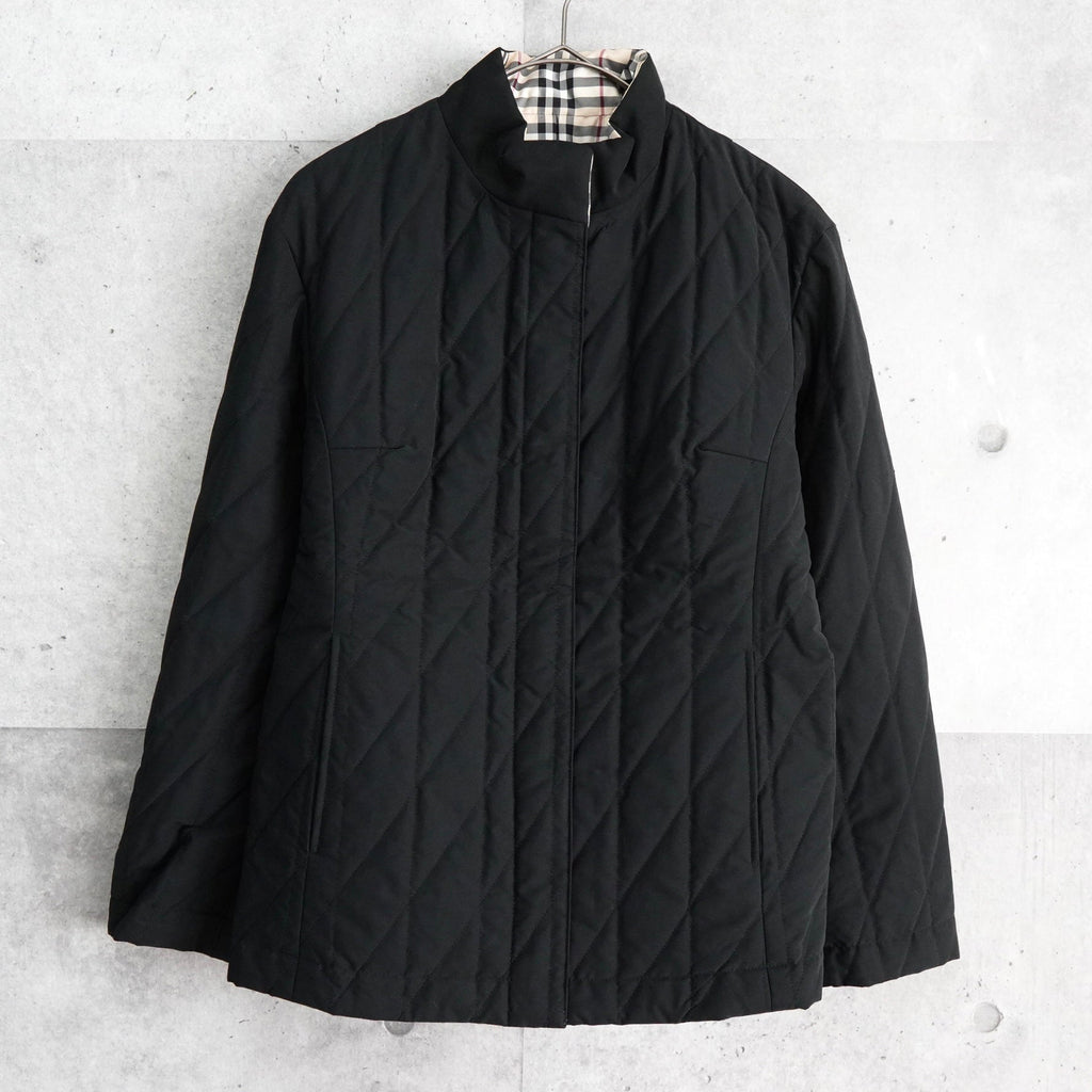 バーバリー リバーシブル ノバチェック ジップアップ 中綿ジャケット ブラック / ベージュ