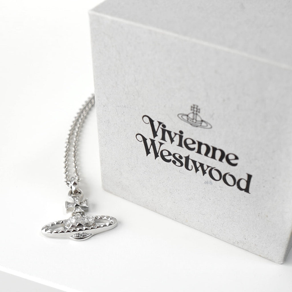 ヴィヴィアン ウエストウッド オーブロゴ ラインストーン シルバー ネックレス 箱付き