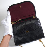 シャネル ココマーク プッシュロック マトラッセ ラムスキン チェーン ショルダーバッグ ブラック - NEWSED