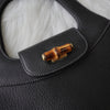 Gucci 黑色竹节皮革单手柄手提包