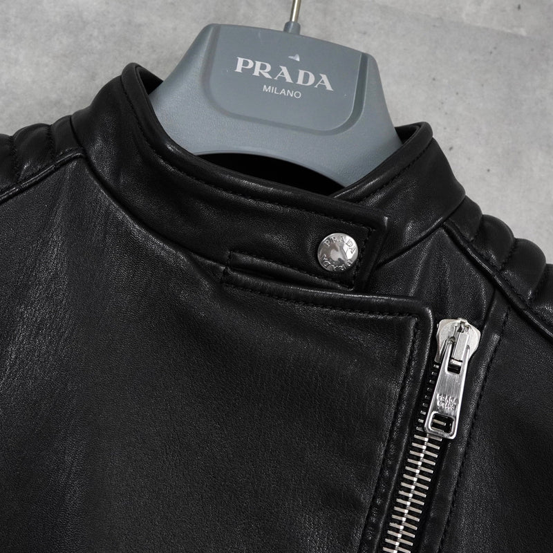 プラダ ダブル レザージャケット レディース ブラック - NEWSED