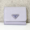 プラダ トライアングルロゴ サフィアーノレザー 二つ折り財布 パープル