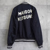 Maison Kitsune College Logo Back Logo Patch Stadium Jacket Navy/White