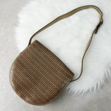 フェンディ ズッキーノ コーディングキャンバス レザー ショルダーバッグ カーキ ベージュ - NEWSED