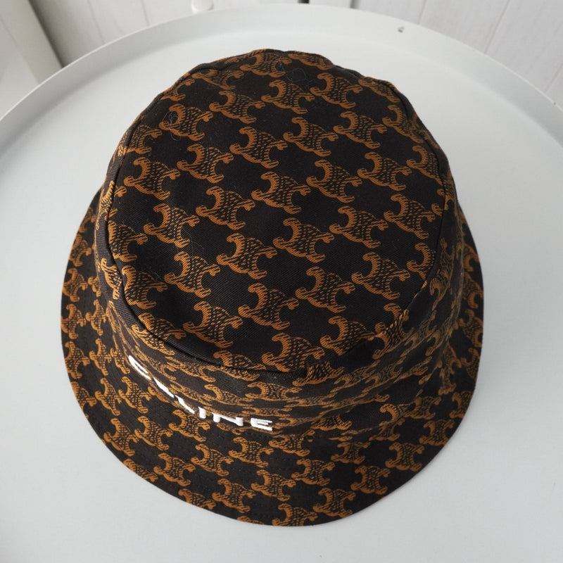 セリーヌ ロゴ トリオンフ モノグラム バケットハット ブラウン - NEWSED