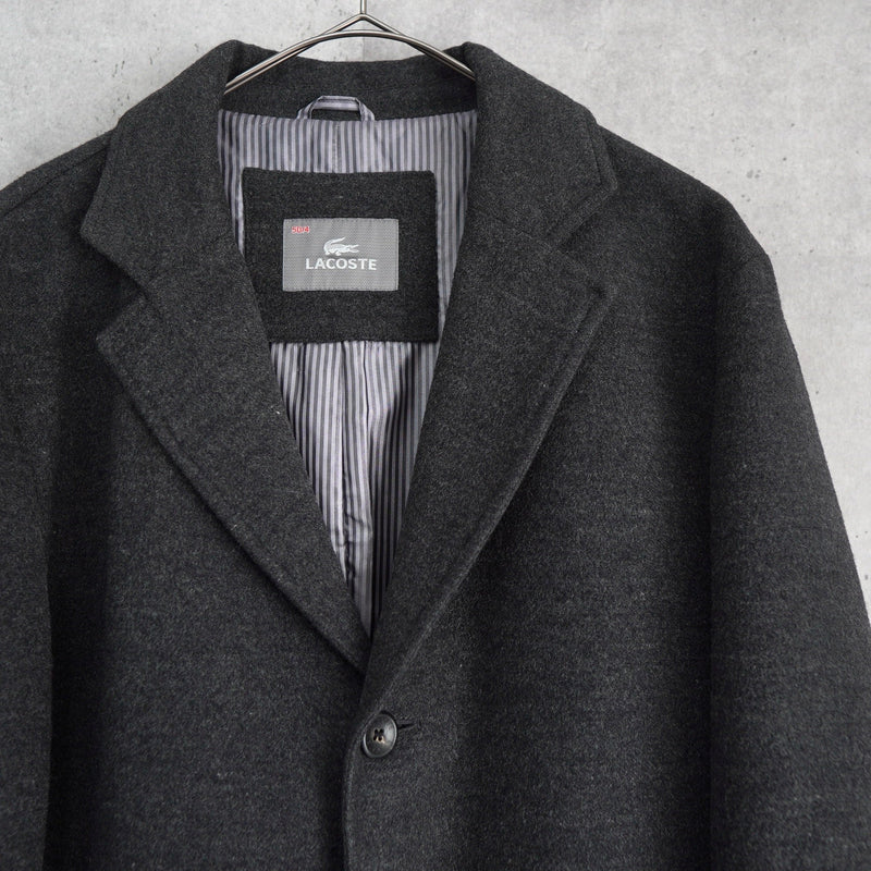 ラコステ ウールコート チェスターコート ストライプ柄裏地 グレー - NEWSED