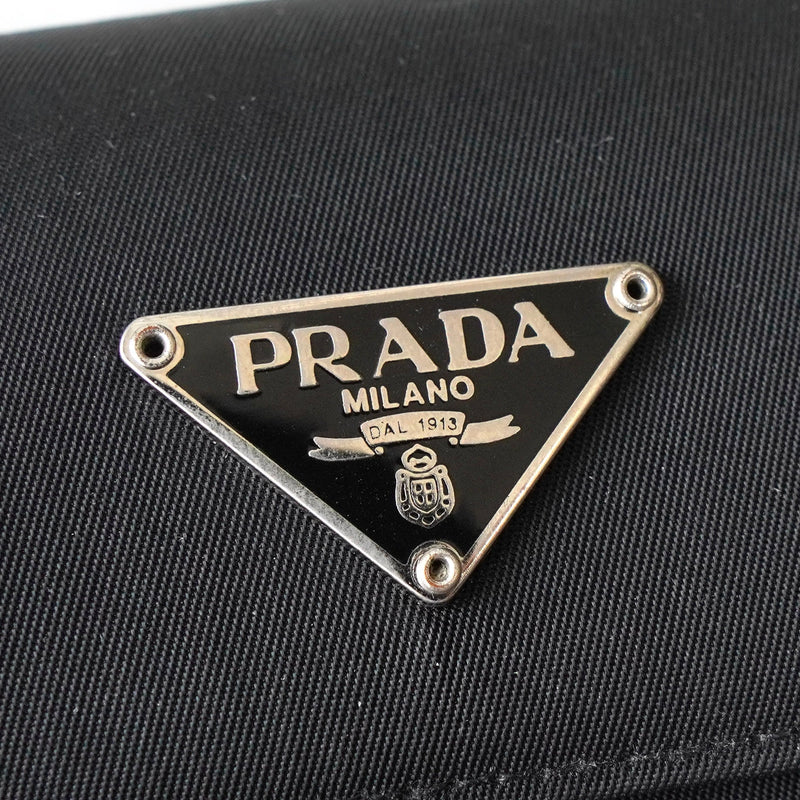 【PRADA／プラダ】ナイロン×レザー 三つ折り財布 ブラック トライアングル PRADA／プラダ】ナイロン×レザー 三つ折り財布 ブラック