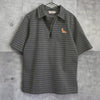 Maison Kitsune Fox 半拉链条纹全印花短袖 Polo 衫（灰色）