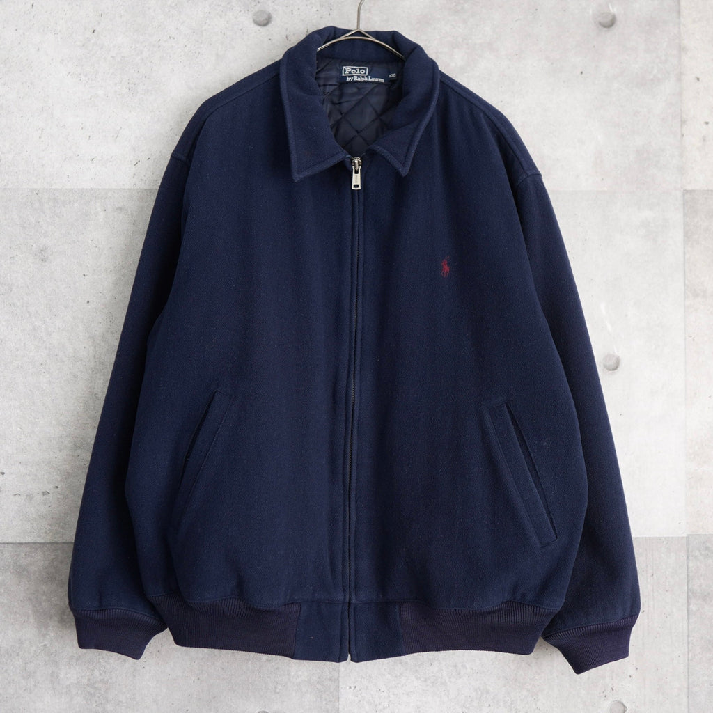 Polo by Ralph Lauren wool jacket, blouson, logo embroidery, quilted lining, navy