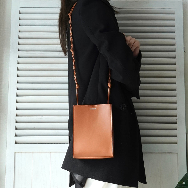 ジルサンダー タングル スモール レザー ショルダーバッグ ブラウン - NEWSED