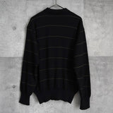 セリーヌ ヴィンテージ ボーダー柄 トリオンフ ワッペン 金ボタン シルク混紡 ポロニット ブラック - NEWSED