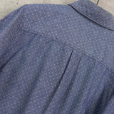 フレッドペリー ロゴ 刺繍 ドット柄 長袖シャツ ブルー - NEWSED
