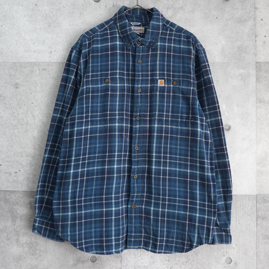 カーハート 長袖シャツ ネルシャツ チェック柄 ブルー | ブランド古着