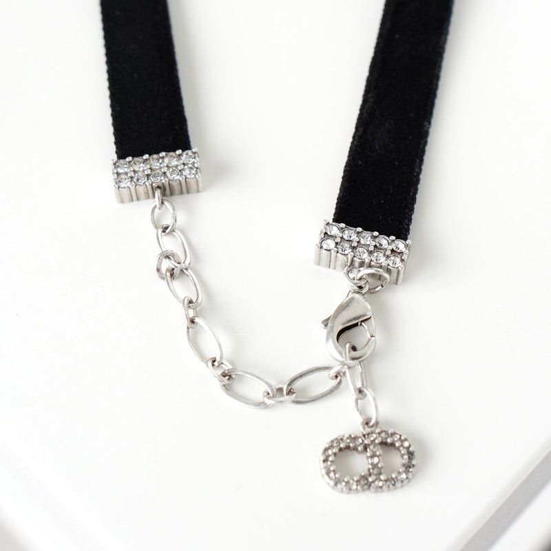 クリスチャン ディオール ラインストーン ベルベット チョーカー ブラック - NEWSED