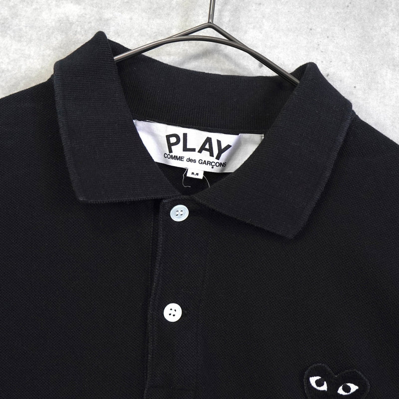 プレイ コムデギャルソン ハート ロゴ 半袖ポロシャツ ブラック - NEWSED