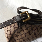 セリーヌ マカダム キャンバス / レザー ミニ ワンショルダーバッグ アクセサリーポーチ ブラウン - NEWSED