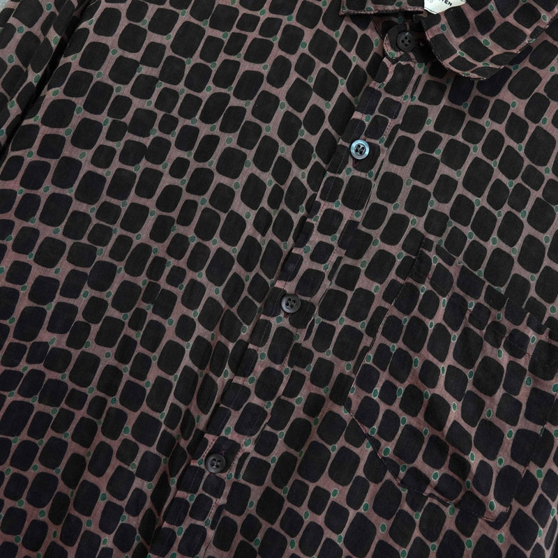 ドリス ヴァンノッテン シルク 総柄 長袖シャツ ブラウン - NEWSED