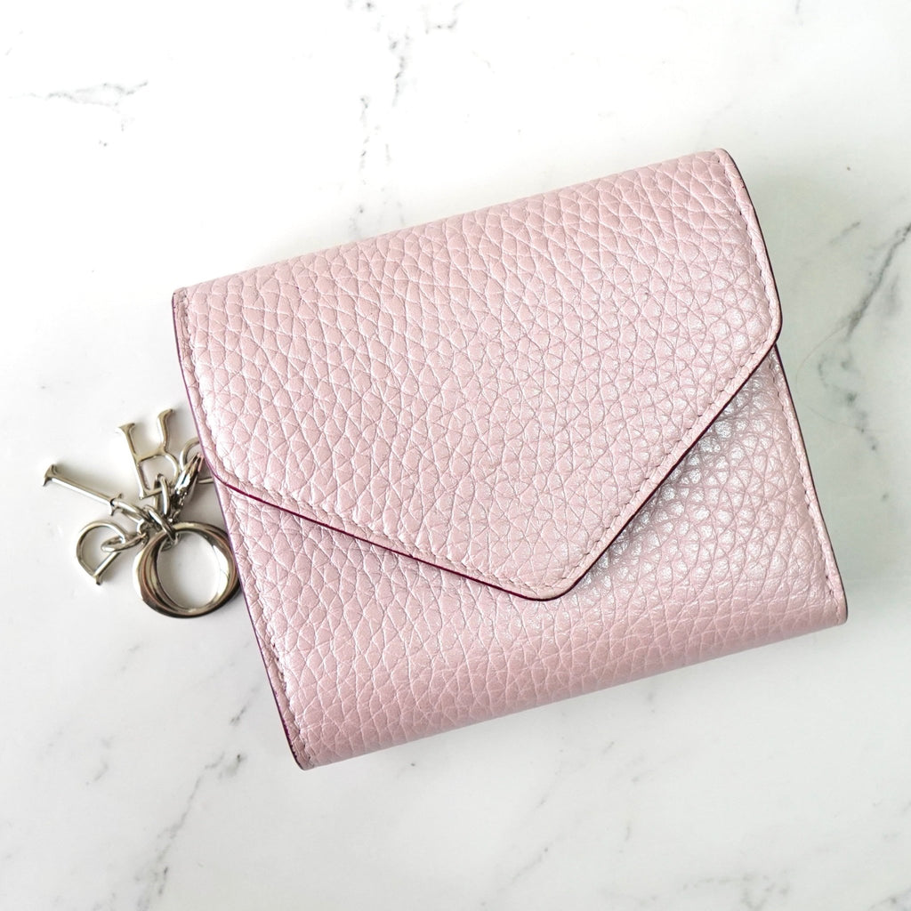 Christian Dior Diorissimo Leather Tri-fold Wallet Pink
