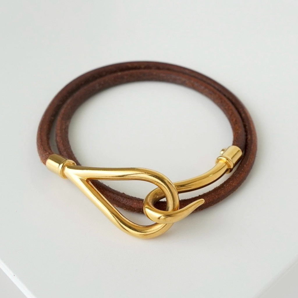 エルメス レザー ジャンボ チョーカー ブレスレット ブラウン