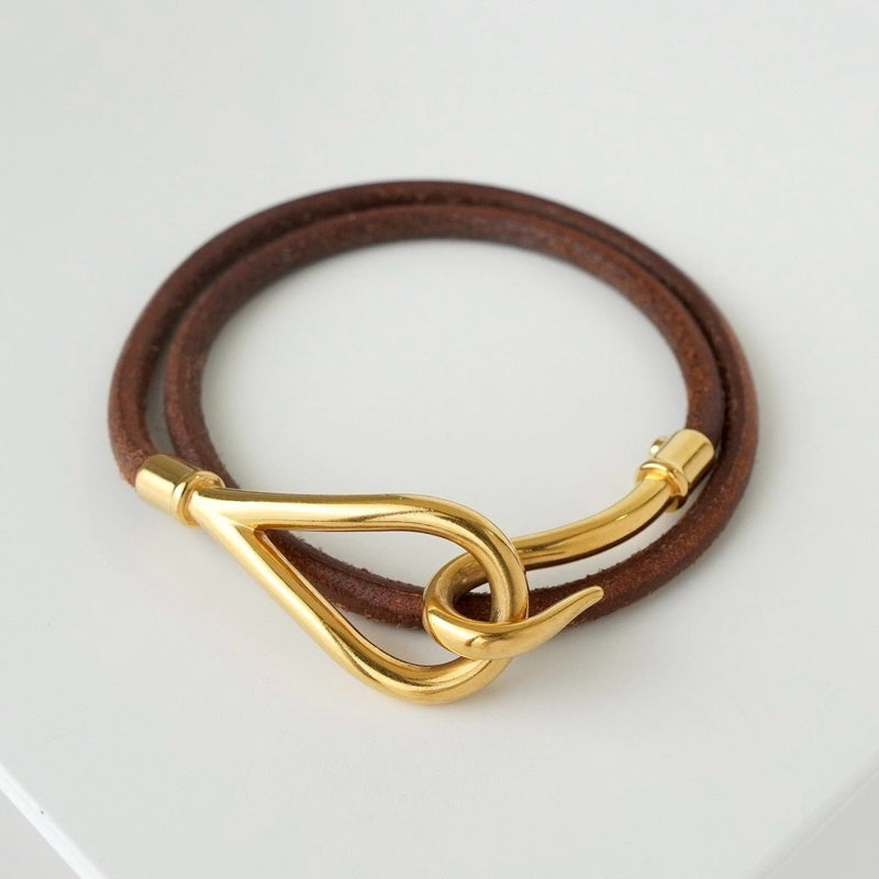 エルメス レザー ジャンボ チョーカー ブレスレット ブラウン - NEWSED