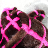 スタンド スタジオ 格子柄 ファー トートバッグ ハンドバッグ ブラウン / ピンク - NEWSED