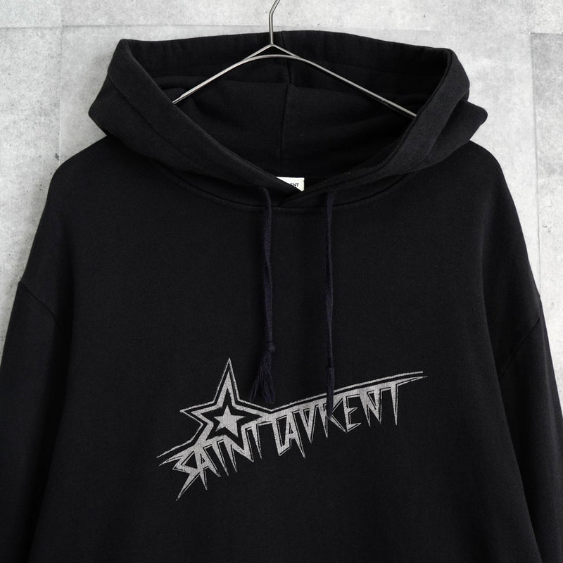 サンローラン パリ スター ロゴ パーカー ブラック - NEWSED